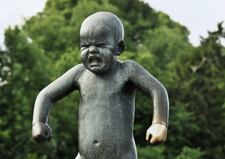 Sinnataggen is a sculpture of an irate toddler.